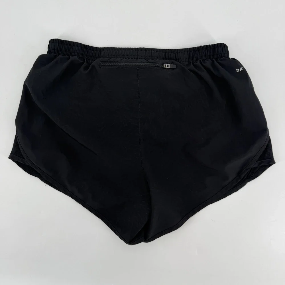 Nike Dri-FIT Running Shorts Black Zip Pocket Drawstring Womens Small‎